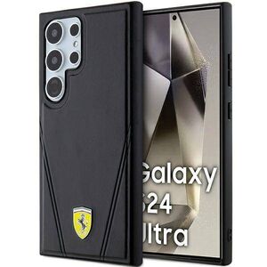 Original Case SAMSUNG GALAXY S24 ULTRA Ferrari Hardcase Hot Stamp V Lines MagSafe (FEHMS24LP3BAK) black 3666339242497