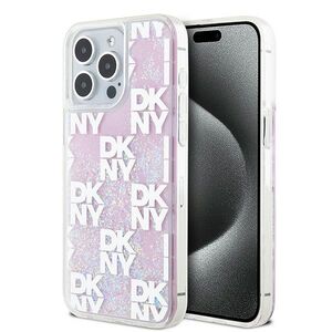 DKNY case for iPhone 15 Pro Max 6,7&quot; DKHCP15XLCPEPP white HC liquid glitters w checkered pattern 3666339271206