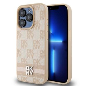 DKNY case for iPhone 15 Pro Max 6,7&quot; DKHCP15XPCPTSSP pink HC PU checkered pattern w printed stripes 3666339263645