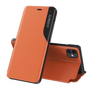 Eco Leather View Case elegant bookcase type case with kickstand for iPhone 13 Pro Max orange