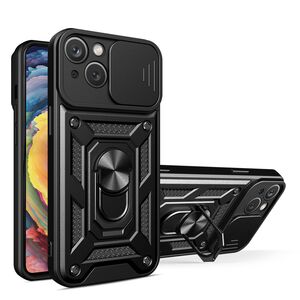 Hybrid Armor Camshield case for iPhone 14 Plus armored case with camera cover black