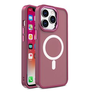 Magnetic Color Matte Case for iPhone 15 - Burgundy