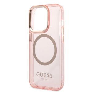 Guess case for iPhone 14 Pro Max 6,7&quot; GUHMP14XHTCMP purple hardcase Gold Outline Translucent MagSafe 3666339069698