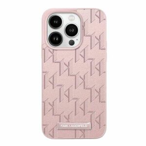 Original Case APPLE IPHONE 15 PRO Karl Lagerfeld Hardcase Leather Monogram Metal Logo (KLHMP15LPKHPORPP) pink 3666339253929