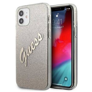 Original Case IPHONE 12 MINI Guess Hardcase Glitter Gradient Script (GUHCP12SPCUGLSGO) gold 3700740494738