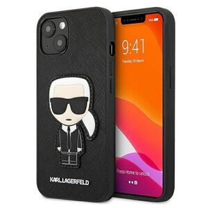 Original Case IPHONE 13 MINI Karl Lagerfeld Hardcase Saffiano Ikonik Karl's Patch (KLHCP13SOKPK) black 3666339028176