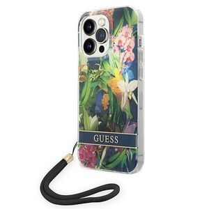 Original Case IPHONE 14 PRO Guess Hardcase Flower Strap (GUOHCP14LHFLSB) blue 3666339093976