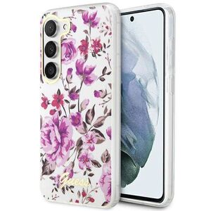 Original Case SAMSUNG GALAXY S23 Guess Flower Collection (GUHCS23SHCFWST) white 3666339117283