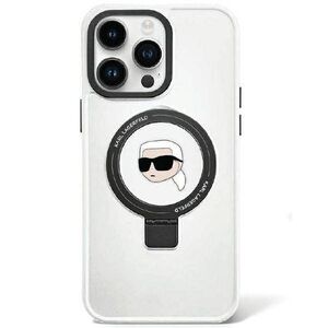 Original Case APPLE IPHONE 15 PRO Karl Lagerfeld Hardcase Ring Stand Karl Head MagSafe (KLHMP15LHMRSKHH) white 3666339168537