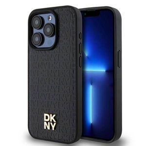 Original Case APPLE IPHONE 15 PRO DKNY Hardcase Leather Pattern Monogram Metal Logo MagSafe (DKHMP15LPSHRPSK) black 3666339261535