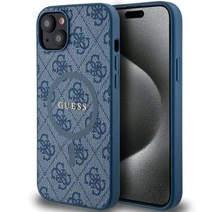 Original Case IPHONE 14 PLUS / 15 PLUS Guess Hardcase 4G Collection Leather Metal Logo MagSafe (GUHMP15MG4GFRB) blue 3666339226619