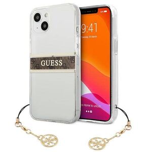 Original Case IPHONE 13 MINI Guess Hardcase 4G Brown Strap Charm (GUHCP13SKB4GBR) transparent 3666339023393