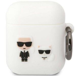 Original Case APPLE AIRPODS Karl Lagerfeld Silicone Karl & Choupette (KLACA2SILKCW) white 3666339088194