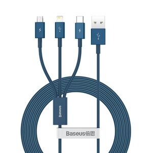 USB cable 3in1 Baseus Superior Series, USB to micro USB / USB-C / Lightning, 3.5A, 1.2m (blue) 6953156205543