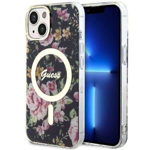 Original Case IPHONE 14 Guess Hardcase Flower MagSafe (Guhmp14shcfwsk) black 3666339115517