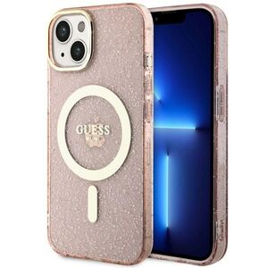 Guess Glitter Gold MagSafe case for iPhone 14 - pink