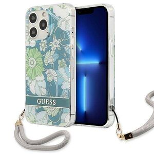 Case IPHONE 13 PRO Guess Hardcase Flower Strap (GUHCP13LHFLSN) green 3666339040499