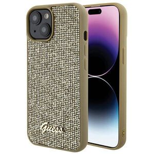 Original Case APPLE IPHONE 15 Guess Hardcase Disco Metal Script (GUHCP15SPMSDGSD) gold 3666339173579