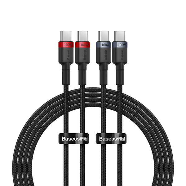 Baseus Cafule USB-C / USB-C 100W cable 2 m - red-black and black-gray (2 pcs.) 6932172657444