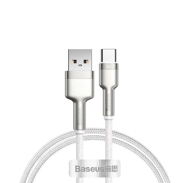 Baseus USB to Type-C Data Cable, 66W, 1m - Baseus Cafule Series Metal (CAKF000102) - White 6953156209763 έως 12 άτοκες Δόσεις