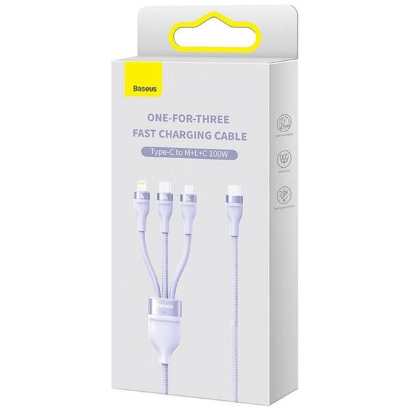 Baseus Data Cable 3in1, Type-C, 100W, 1.5m - Baseus Flash Series 2 (CASS030205) - Purple 6932172608798 έως 12 άτοκες Δόσεις