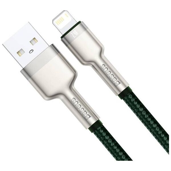 Baseus USB to Lightning Cable, 2.4A, 480Mbps, 1m - Baseus Cafule Series Metal (CALJK-A06) - Green 6953156202276 έως 12 άτοκες Δόσεις