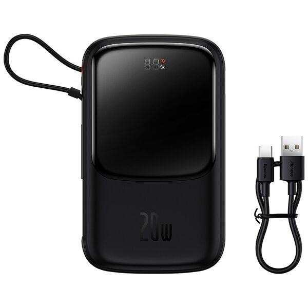 Baseus External Battery 2x Lightning, Type-C, USB, 20000mAh, 20W - Baseus Qpow Pro (PPQD040001) - Black 6932172619671 έως 12 άτοκες Δόσεις