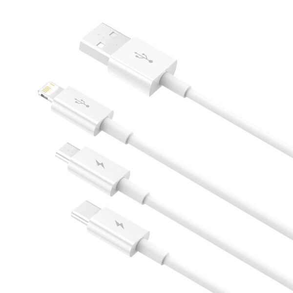 USB cable 3in1 Baseus Superior Series, USB to micro USB / USB-C / Lightning, 3.5A, 1.2m (white) 6953156205536