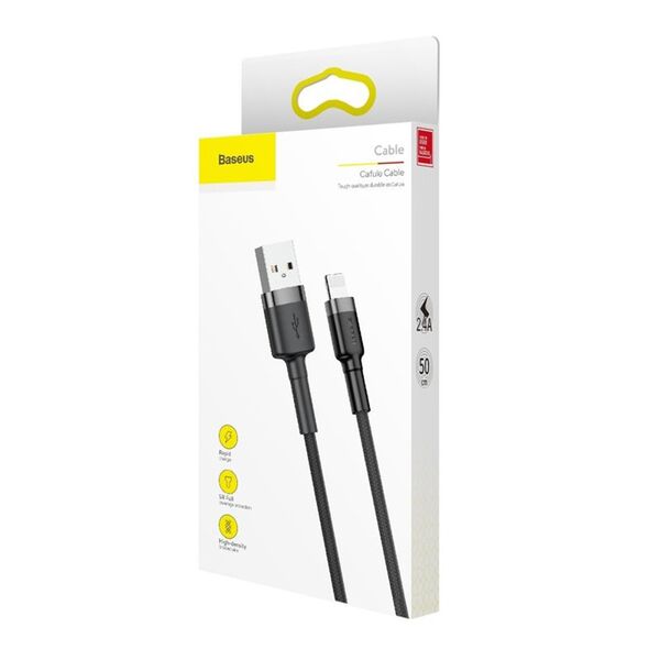 Baseus - Cafule Cable Usb Lightning 2.4A 0.5M - Gray Black 6953156274938 έως 12 άτοκες Δόσεις