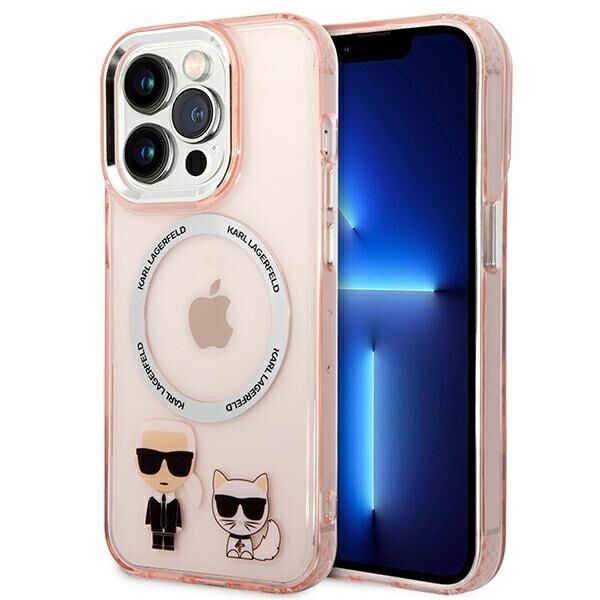 Karl Lagerfeld KLHMP14LHKCP iPhone 14 Pro 6.1&quot; hardcase pink/pink Karl &amp; Choupette Aluminum Magsafe 3666339087340