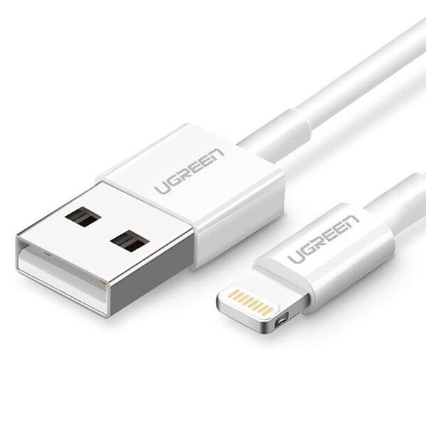 UGREEN Nickel plated Lightning Cable MFi 2m (white) 6957303827305