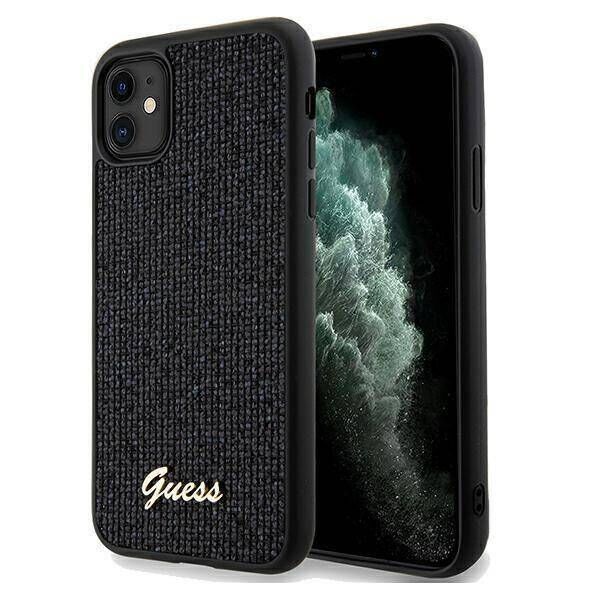 Original Case IPHONE 11 / XR Guess Hardcase Disco Metal Script (GUHCN61PMSDGSK) black 3666339173333