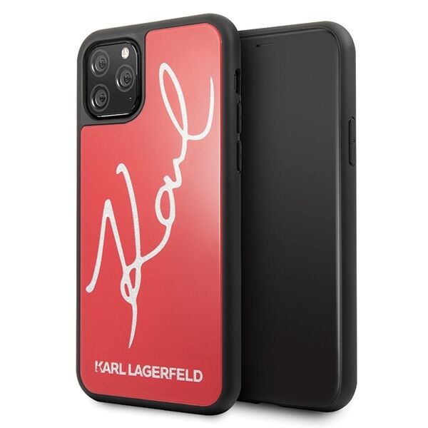 Karl Lagerfeld KLHCN65DLKSRE iPhone 11 Pro Max czerwony/red hard case Signature Glitter 3700740467589