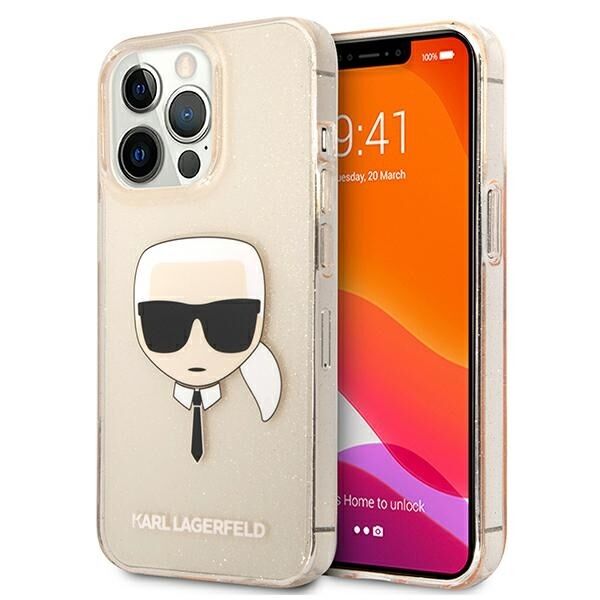 Karl Lagerfeld KLHCP13LKHTUGLGO iPhone 13 Pro / 13 6,1" złoty/gold hardcase Glitter Karl`s Head 3666339027599