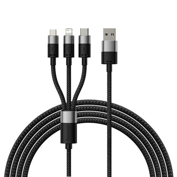 3in1 USB - micro USB / Lightning / USB C 3.5A 1.2m cable Baseus StarSpeed - black 6932172622268