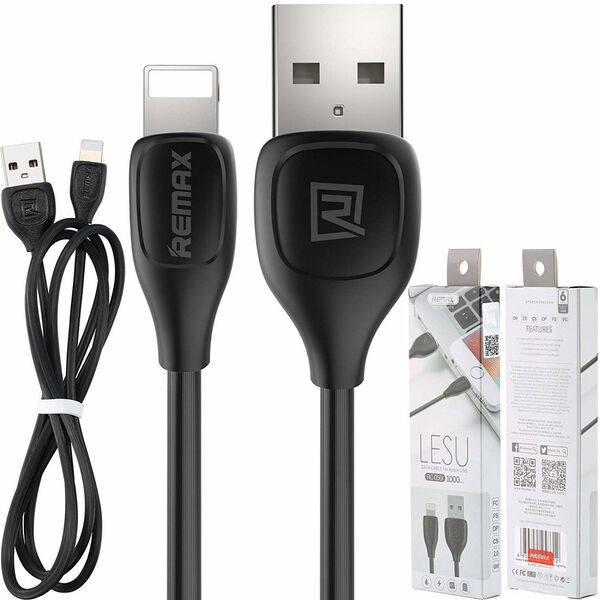 Cable USB iPhone Lightning 1m Fast Charging Remax LESU black 6972174158341