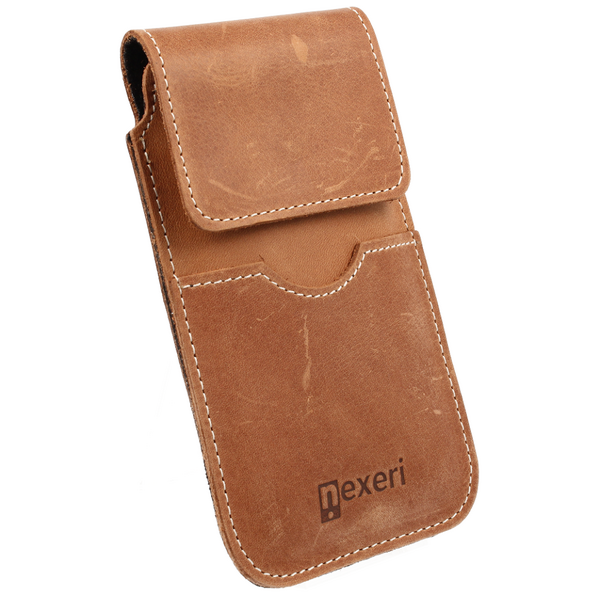 Vertical Holster HUAWEI MATE 20 X / XIAOMI MI MAX 3 Leather Case for Belt Open Wallet Nexeri Flap Leather brown 5904161115755