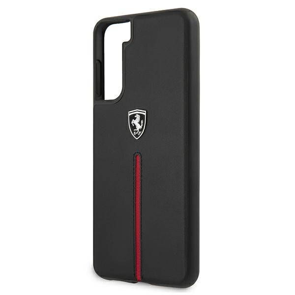 Original Case SAMSUNG GALAXY S21 Ferrari Hardcase Off Track Leather Nylon Stripe (FEOSIHCS21SBK) black 3700740496152