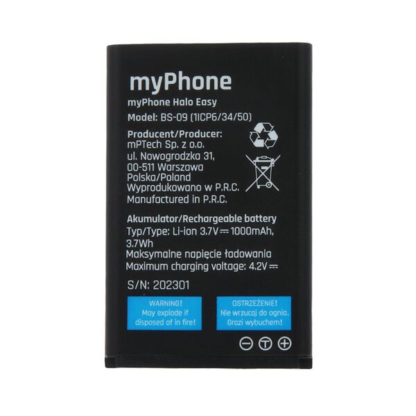 Battery for myPhone Halo Easy 1000mAh 5900495520401