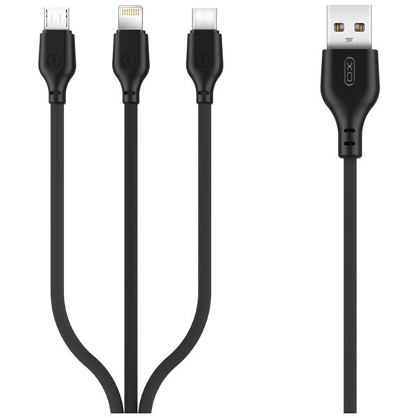 XO cable NB103 3in1 USB - Lightning + USB-C + microUSB 1,0 m 2,1A black 6920680862689