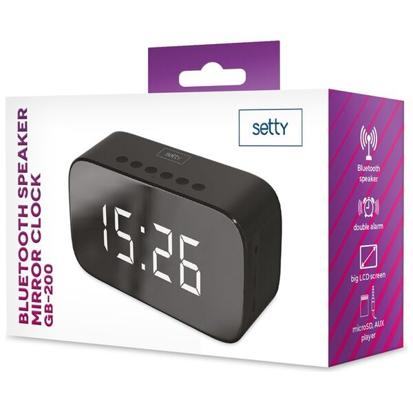 Setty Bluetooth speaker Mirror clock GB-200 black 5900495829962