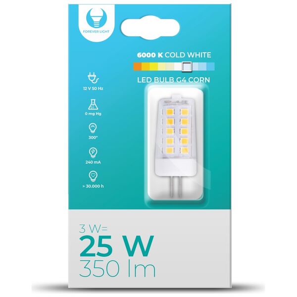 LED Bulb G4 Corn 3W 12V 6000K 350lm Forever Light 5900495881380