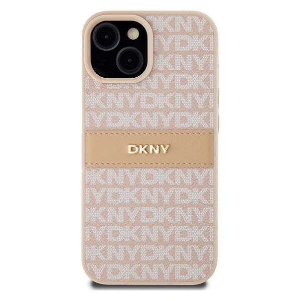 DKNY case for iPhone 15 Plus 6,7&quot; DKHCP15MPRTHSLP pink HC PU repeat texture pattern w tonal stripe 3666339260682