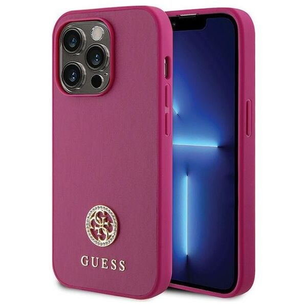 Guess case for iPhone 15 Pro Max 6,7&quot; GUHCP15XPS4DGPP pink HC PU 4G Metal Logo Strass 3666339150891