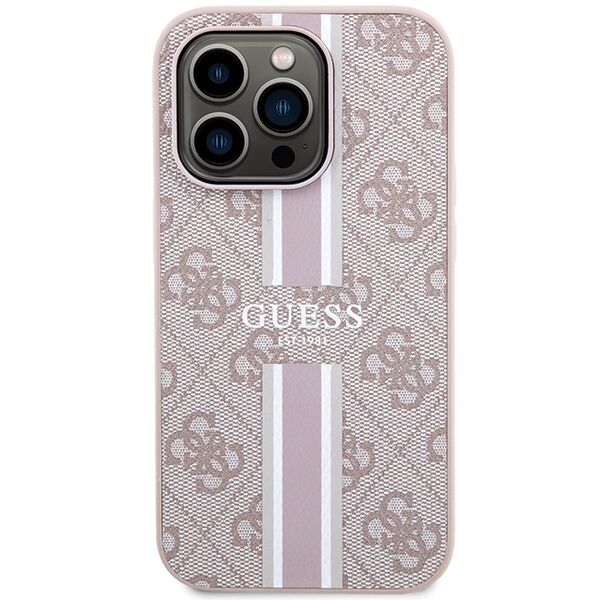 Guess case for iPhone 15 Pro 6,1&quot; GUHMP15XP4RPSP pink HC MAGSAFE 4G PRINTED STRIPES 3666339203511