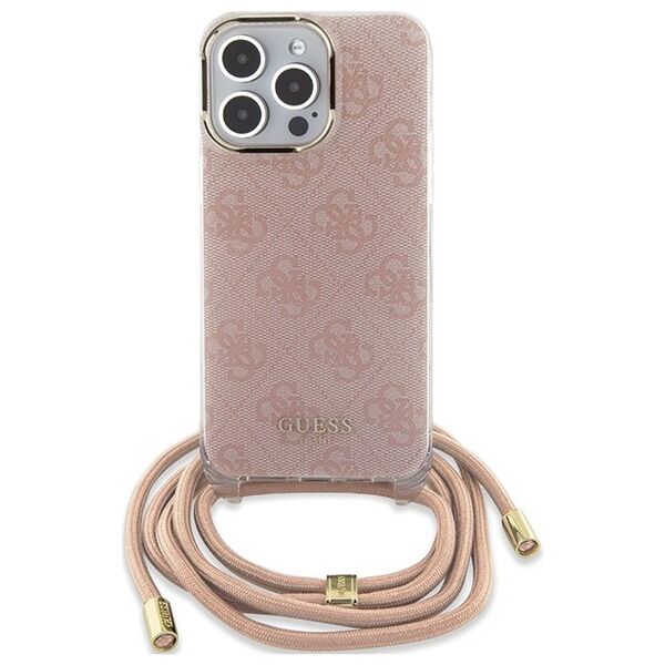 Guess case for iPhone 15 Pro 6,1&quot; GUHCP15LHC4SEP pink HC CROSSBODY CORD 4G PRINT 3666339148362