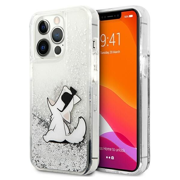 Karl Lagerfeld KLHCP13LGCFS iPhone 13 Pro / 13 6,1" srebrny/silver hardcase Liquid Glitter Choupette Fun 3666339028992