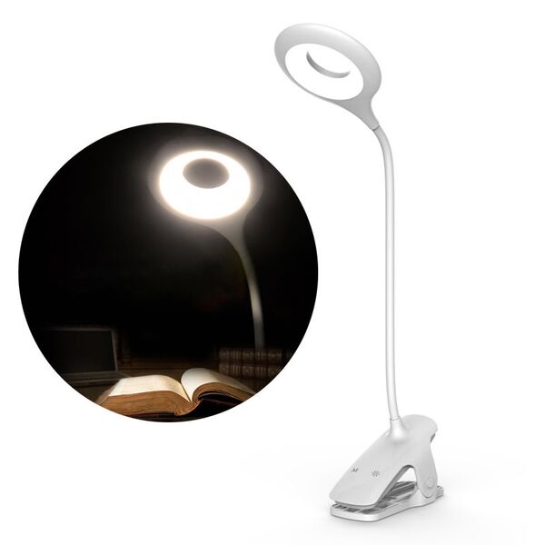 Wireless LED reading lamp with clip + white micro USB cable 9145576237595