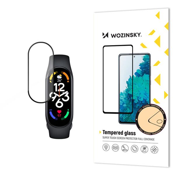 Durable Wozinsky Full Glue Full Screen Tempered Glass with Frame for Xiaomi Mi Band 8 - Black 9145576281451