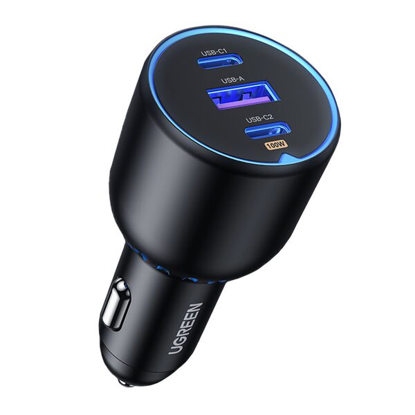 Ugreen CD293 car charger 2x USB-C PD and 1x USB-A 130W - black 6957303894130